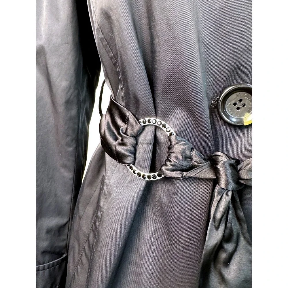 Michael Kors Navy Trench Coat Detachable Liner Long Sleeve‎ Size XS